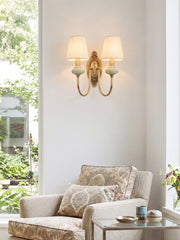 Rowan Classic Fabric Shade Sconce – Ceramic Wall Light for Hallway or Bedroom